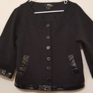 WD.NY Collection Black Front Button Jacket Top